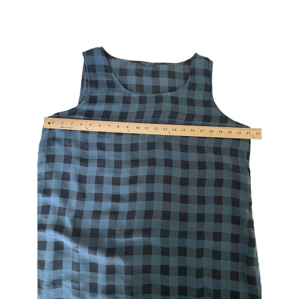Eileen Fisher Silk Gingham Check Sleeveless Tunic Shell Medium - Picture 3 of 7